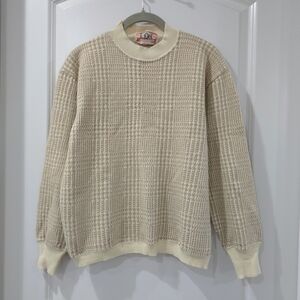 Gene Ewin Bis Cream Textured Men's Wool Angora Blend Sweater, Grandpacore, M